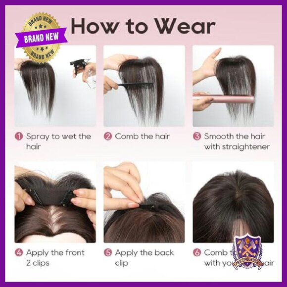 10-Inch Human Hair Topper with Bangs, Seamless Clip-In Extension